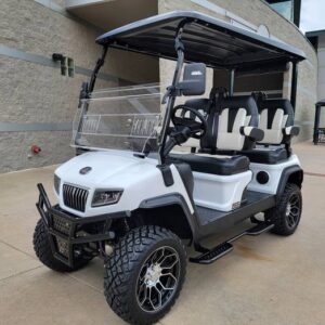 White 4 seaters lithium evolution Maverick golf cart